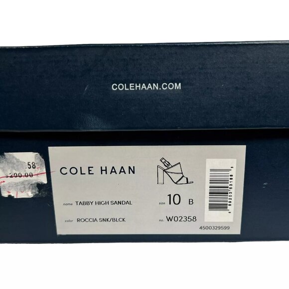 Cole Haan Roccia Snake Black Tabby High Heel Peep Toe Slingback Sandal Size 10B - Picture 14 of 16